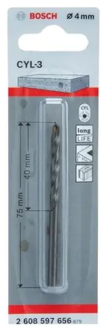 BOSCH 2608597656 CYL-3 / Vrták do betonu / Rozměry 4 x 40/75 mm / 1 ks