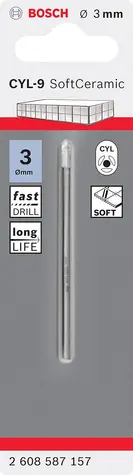 BOSCH 2608587157 / Vrták na dlaždice CYL-9 / Rozměry 3.0 x 70 mm