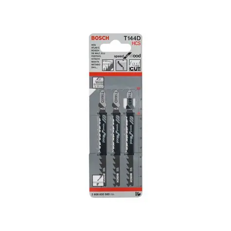 BOSCH 2608630560 / Pilový plátek do kmitací pily T 144 D / HCS / délka: 100 mm / Rozteč zubů: 4.0-5.2 mm / 3ks