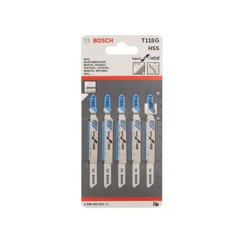 BOSCH 2608631012 / Pilový plátek do kmitací pily T 118 G / HSS / délka: 92 mm / Rozteč zubů: 0.7 mm / 5ks