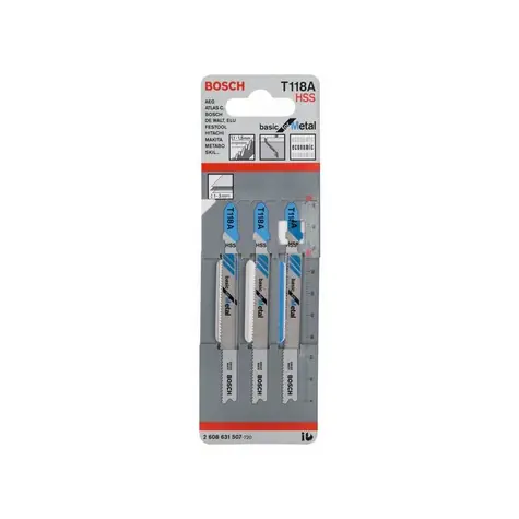 BOSCH 2608631507 / Pilový plátek do kmitací pily T 118 A / HSS / délka: 92 mm / Rozteč zubů: 1.1-1.5 mm / 3ks