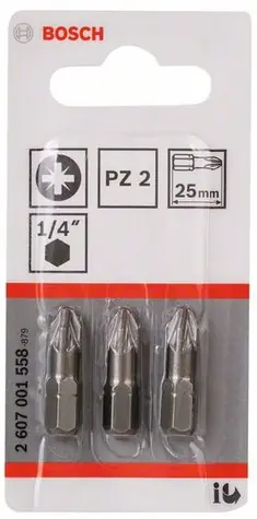 BOSCH 2607001558 / Extra-Hard sada bitů PZ2 25 mm 3 ks