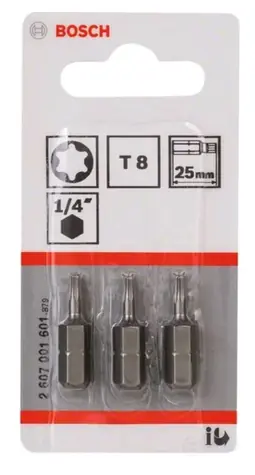 BOSCH 2607001601 / Extra-Hard bit T8 25 mm 3 ks