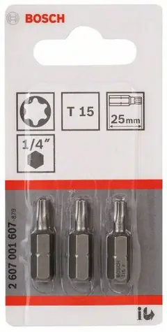 BOSCH 2607001607 / Extra-Hard sada bitů T15 25 mm 3 ks