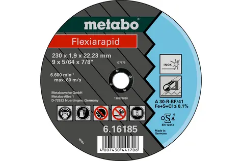 Metabo Flexiarapid / Řezný kotouč na ocel / Průměr 150 x 22.2 mm / Šířka řezu 1.6 mm