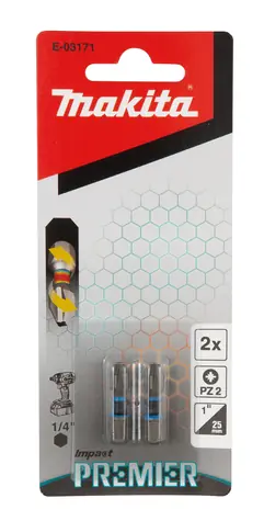 Makita E-03171 Impact Premier (C-form) Sada torzních bitů PZ2-25mm (2ks)
