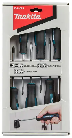 Makita E-13524 Sada šroubováků 6ks / PH1/PH2/PZ1/PZ2/SL4/SL5.5
