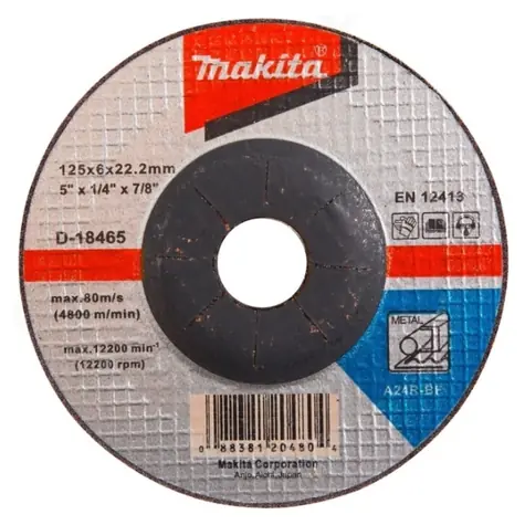 Makita D-18465 / brusný kotouč na kov / A24R / 125x6 mm / Průměr otvoru: 22.23 mm