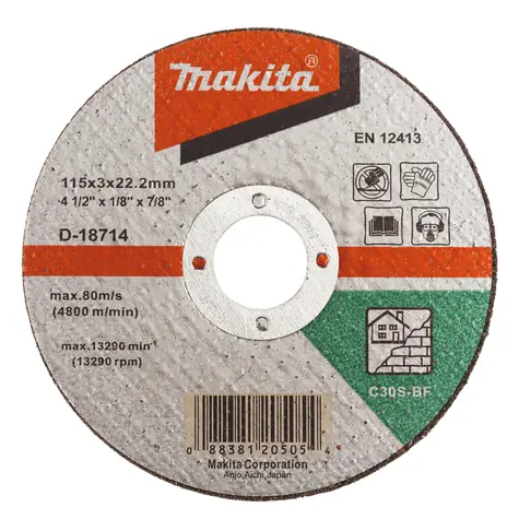 Makita D-18714 / Řezný kotouč na zdivo / 115x2.5 mm / Průměr otvoru: 22.23 mm