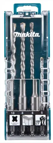 Makita D-74136 Sada 4ks vrtáků do zdiva / 5x110 & 6x160 & 8x160 & 10x160 mm / SDS-PLUS