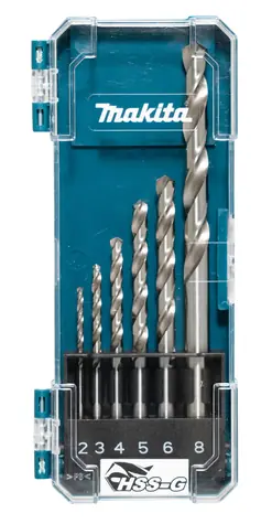 Makita D-75742 Sada 6ks vrtáků HSS-G do kovu / 2 & 3 & 4 & 5 & 6 & 8 mm