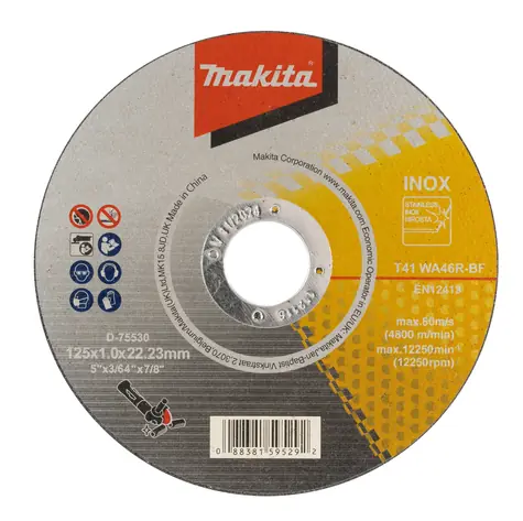 Makita D-75530 / Řezný kotouč na nerez / 125x1.0 mm / Průměr otvoru: 22.23 mm