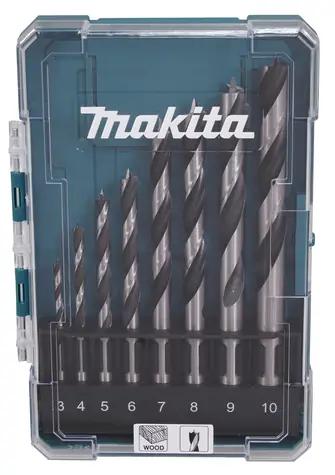 Makita D-77257 Sada 8ks vrtáků do dřeva / 3 & 4 & 5 & 6 & 7 & 8 & 9 & 10 mm