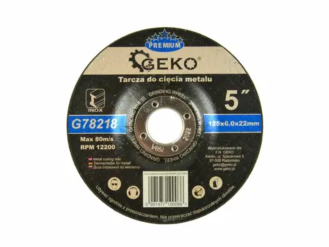 GEKO G78218 / Brusný kotouč na kov / 125 x 6 x 22.2 mm 