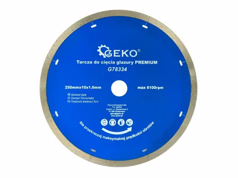 GEKO G78334 / Řezný kotouč diamantový celoobvodový / 250 x 10 x 22.2 mm