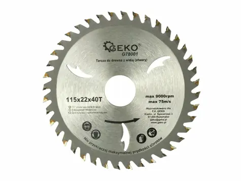 GEKO G78001 / Pilový kotouč vidiový s otvory / 115 x 22 mm / 40T
