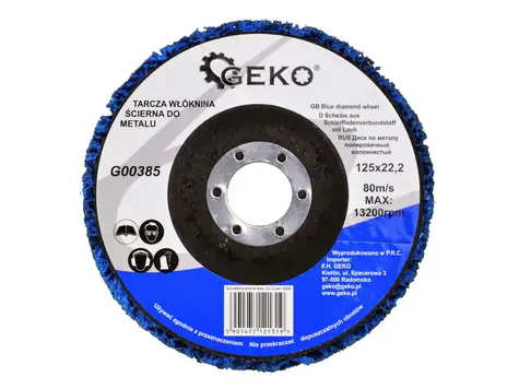 GEKO G00385 / Brusný kotouč netkaný na kov / 125 x 22.2 mm