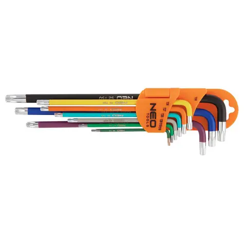 NEO TOOLS 09-518 Sada 9 ks klíčů TORX / barevné