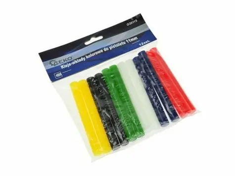GEKO Tyčinky tavné pro lepicí pistoli barevné 11mm 12ks 