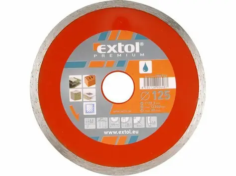 EXTOL-PREMIUM Kotouč diamantový řezný celoobvodový 115x22.2mm / mokré řezání 