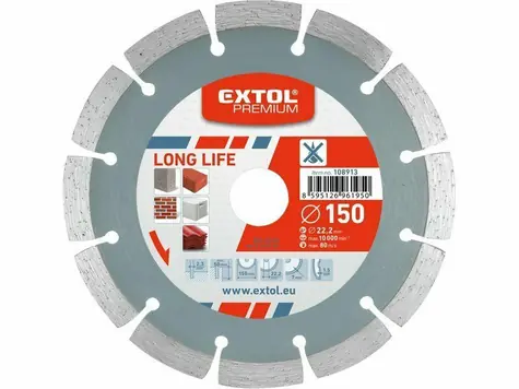 EXTOL-PREMIUM Kotouč diamantový řezný segmentový Long Life 125x22.2mm / suché řezání