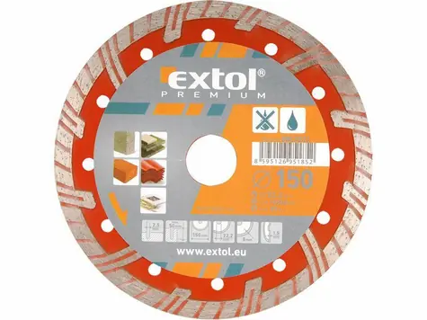 EXTOL-PREMIUM Kotouč diamantový řezný turbo plus 180x22.2mm / suché i mokré řezání 