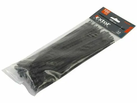 EXTOL-PREMIUM Pásky na vodiče 280x3.6mm 100ks černé /  NYLON 