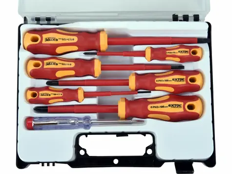 EXTOL-PREMIUM Šroubováky elektrikářské se zkoušečkou sada 7ks / 3x(-) | 3x(PH) / CrV 