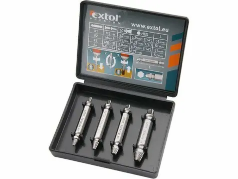EXTOL-PREMIUM Vytahováky zalomených šroubů sada 4ks / HSS 