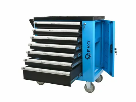 GEKO Dílenská skříňka/vozík s výbavou 243ks | 7 zásuvek 