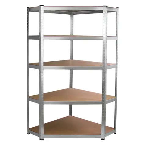 FIELDMANN FDR 1840R / Rohový kovový regál s 5 policemi / 90 x 40 x 180 cm