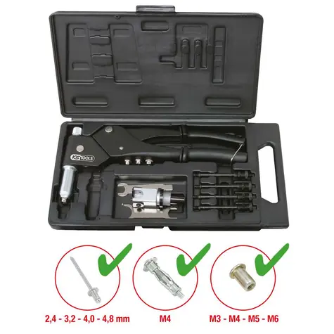 KS Tools Souprava univerzálních ručních kleští na nýty 10dílná