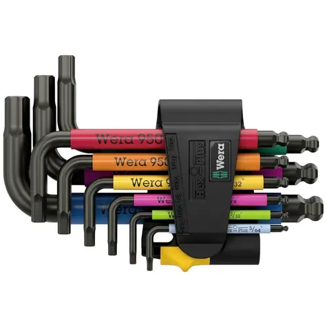 WERA 950/9 Hex-Plus Multicolour Imperial 3 / Sada úhlových klíčů / palcové / BlackLaser / 9 dílný