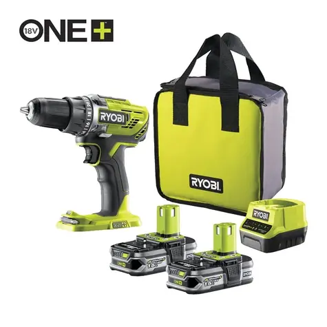 Ryobi R18DD3-215S / Aku Vrtací šroubovák / 18V / 13mm sklíčidlo / 2x 1.5Ah