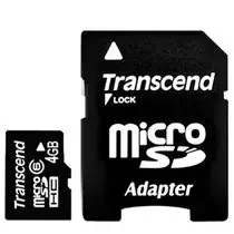 Transcend micro SDHC karta 4GB Class 6 + adaptér