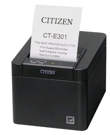 Citizen CT-E301 LAN černá / pokladní / 80mm / Termotiskárna / 203dpi / USB & RS-232 &  LAN / řezačka