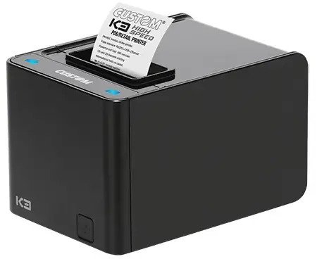Custom K3 HS černá / Termotiskárna účtenek / 58 & 60 & 80mm / 203dpi / LAN / RS-232 / USB